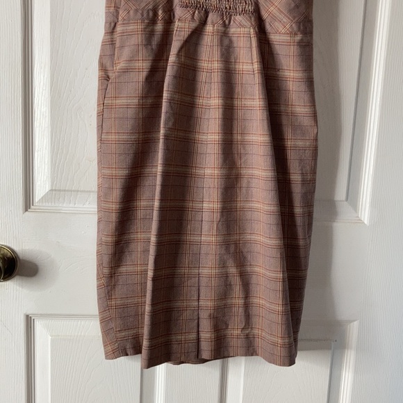 BCBG Girls rouched back midi padded bra brown tan career plad plaid dress size 8 - Picture 5 of 17